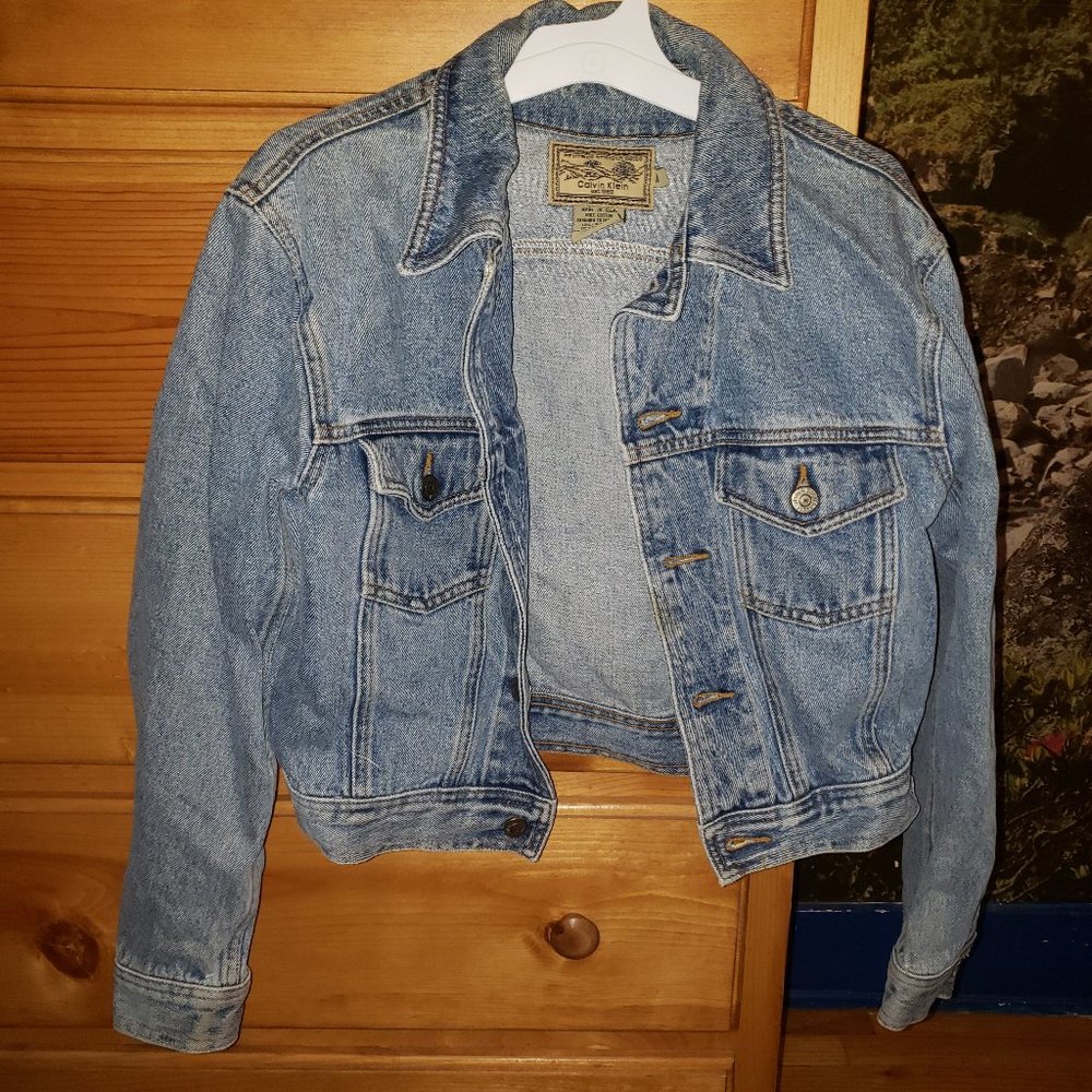 Vintage Authentic American Classic Calvin Klein Womens Jean Jacket Medium Short